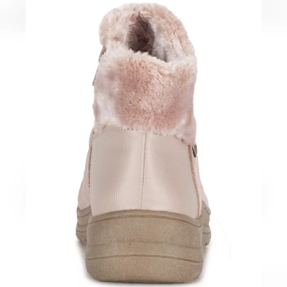 BARETRAPS Womens Leather Snow Boots Taupe Insulated Weatherproof Zip-Up, Size 11